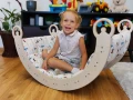 Bujak Drewniany z Różowy Las, zabawka Montessori dla  dziecka. Poduszka Różowy Las do bujaka Montessori, Bujaka dla dzieci z Poduszką Różowy Las. Różowy Las Poduszka do Bujak ze zjeżdżalnią i ścianką