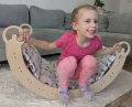 Bujak Drewniany z Różowy Las, zabawka Montessori dla  dziecka. Poduszka Różowy Las do bujaka Montessori, Bujaka dla dzieci z Poduszką Różowy Las. Różowy Las Poduszka do Bujak ze zjeżdżalnią i ścianką